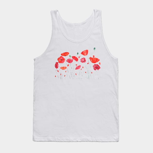 orange and red poppy painting Tank Top by colorandcolor